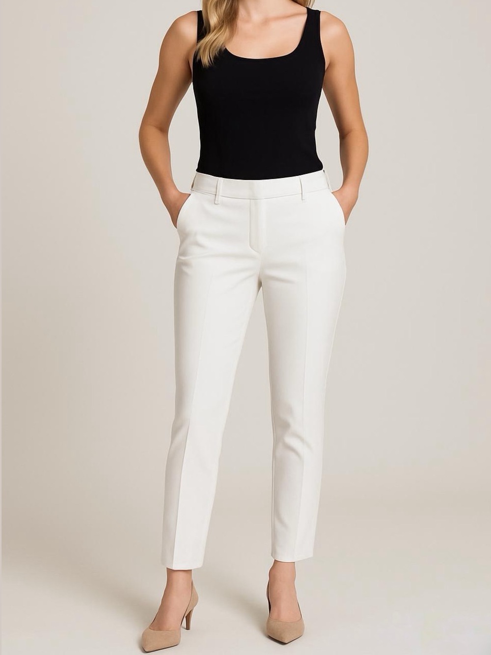 [NWOT] White House Black Market White Tailored Straight Leg Trousers Pants Sz 4